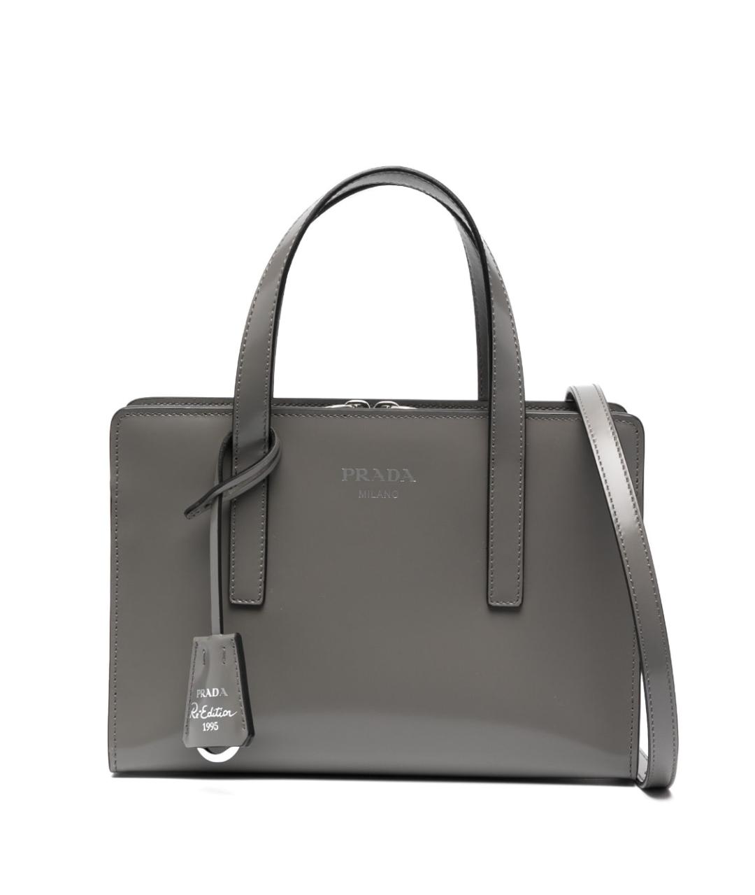 PRADA Серая кожаная сумка тоут, фото 1