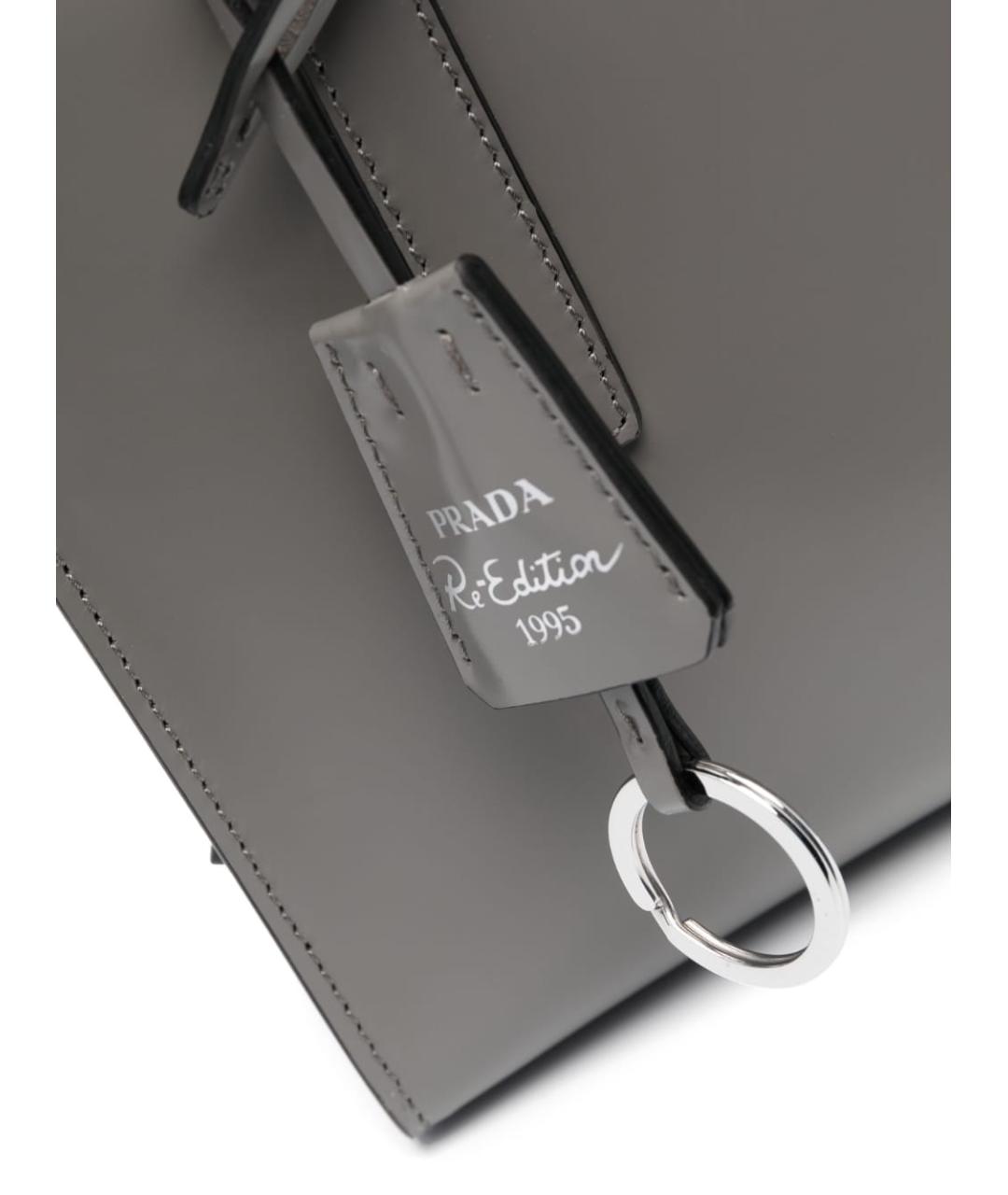 PRADA Серая кожаная сумка тоут, фото 5