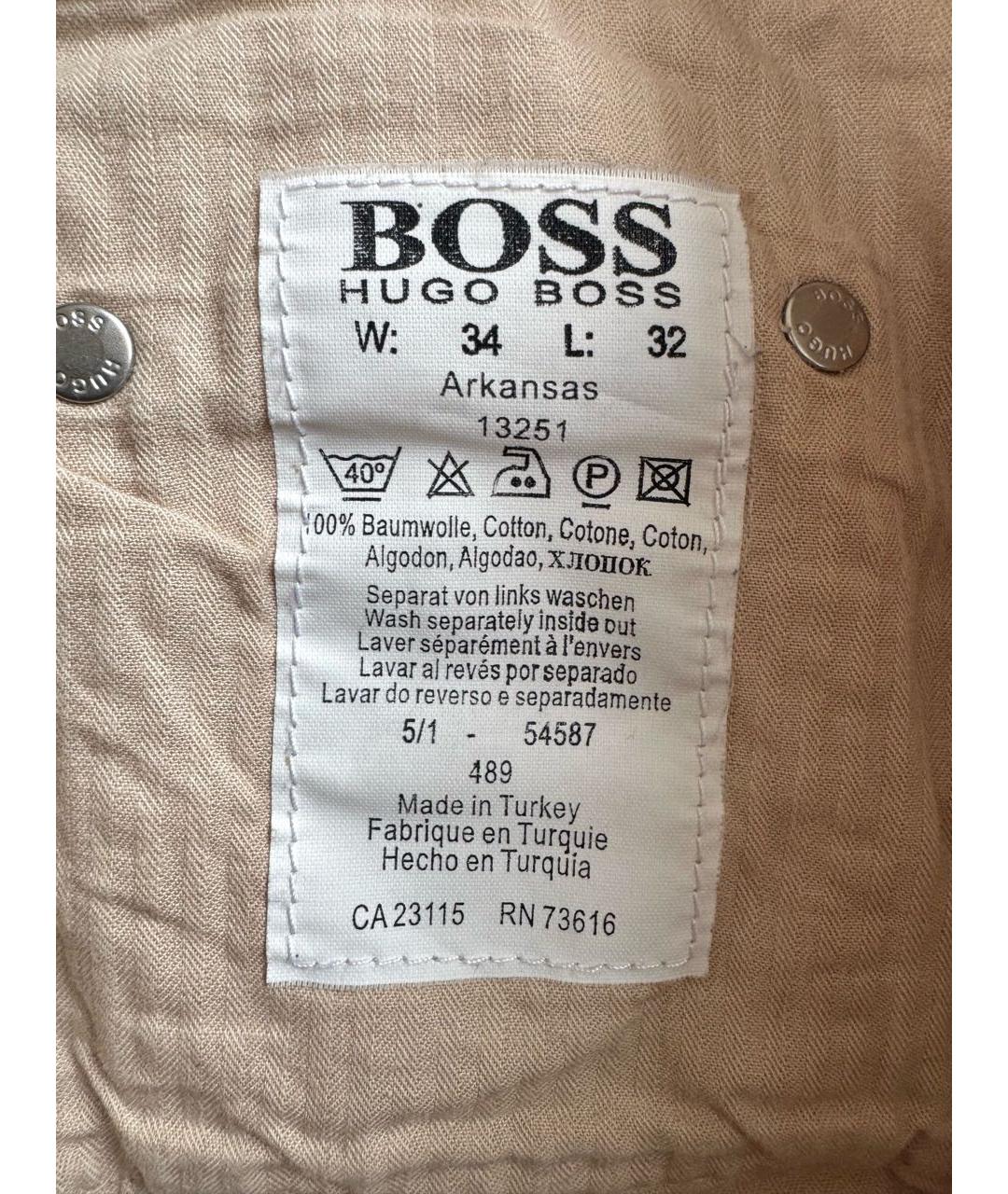 HUGO BOSS Бежевые хлопковые повседневные брюки, фото 8