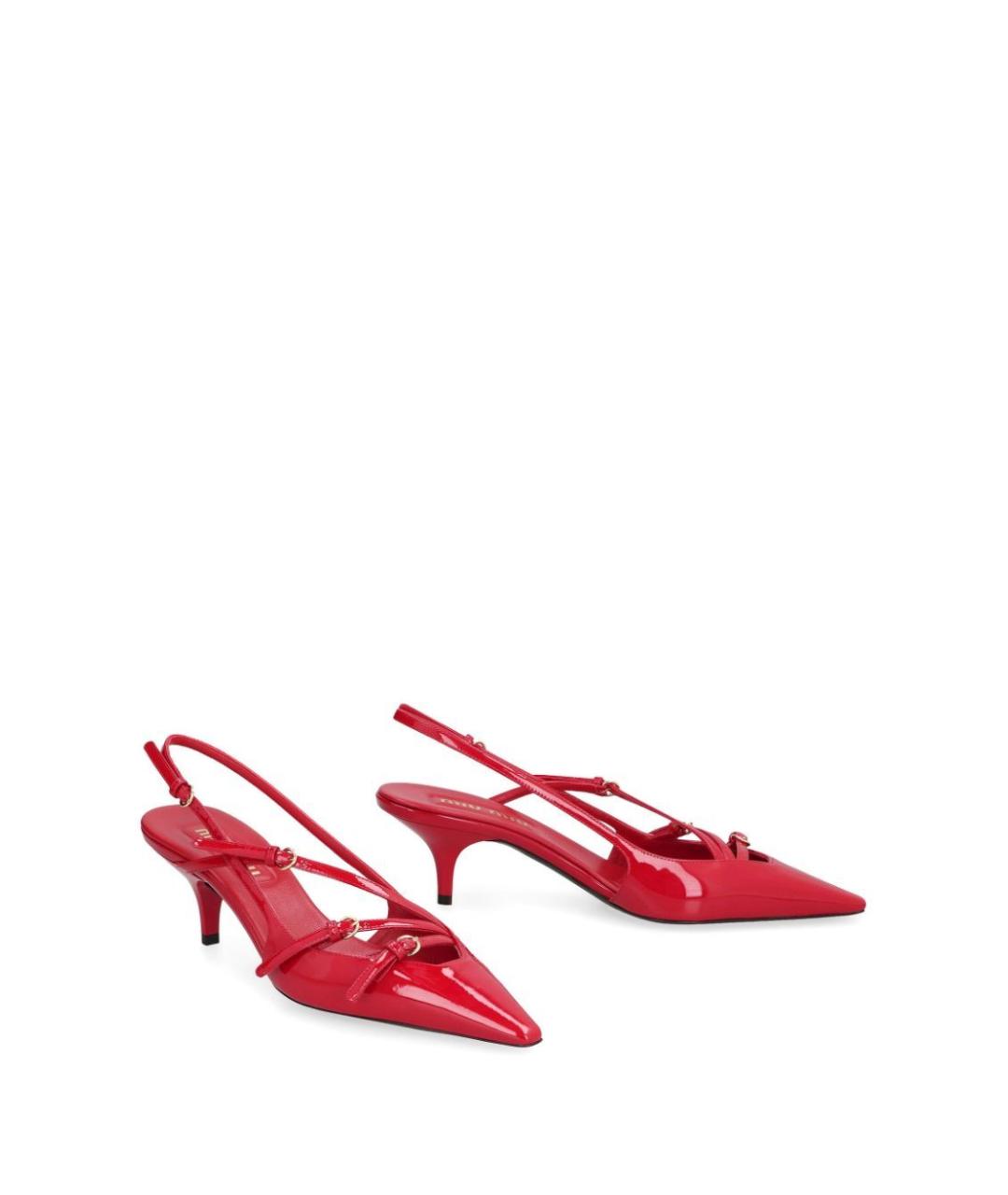 MIU MIU Красные кожаные туфли, фото 2