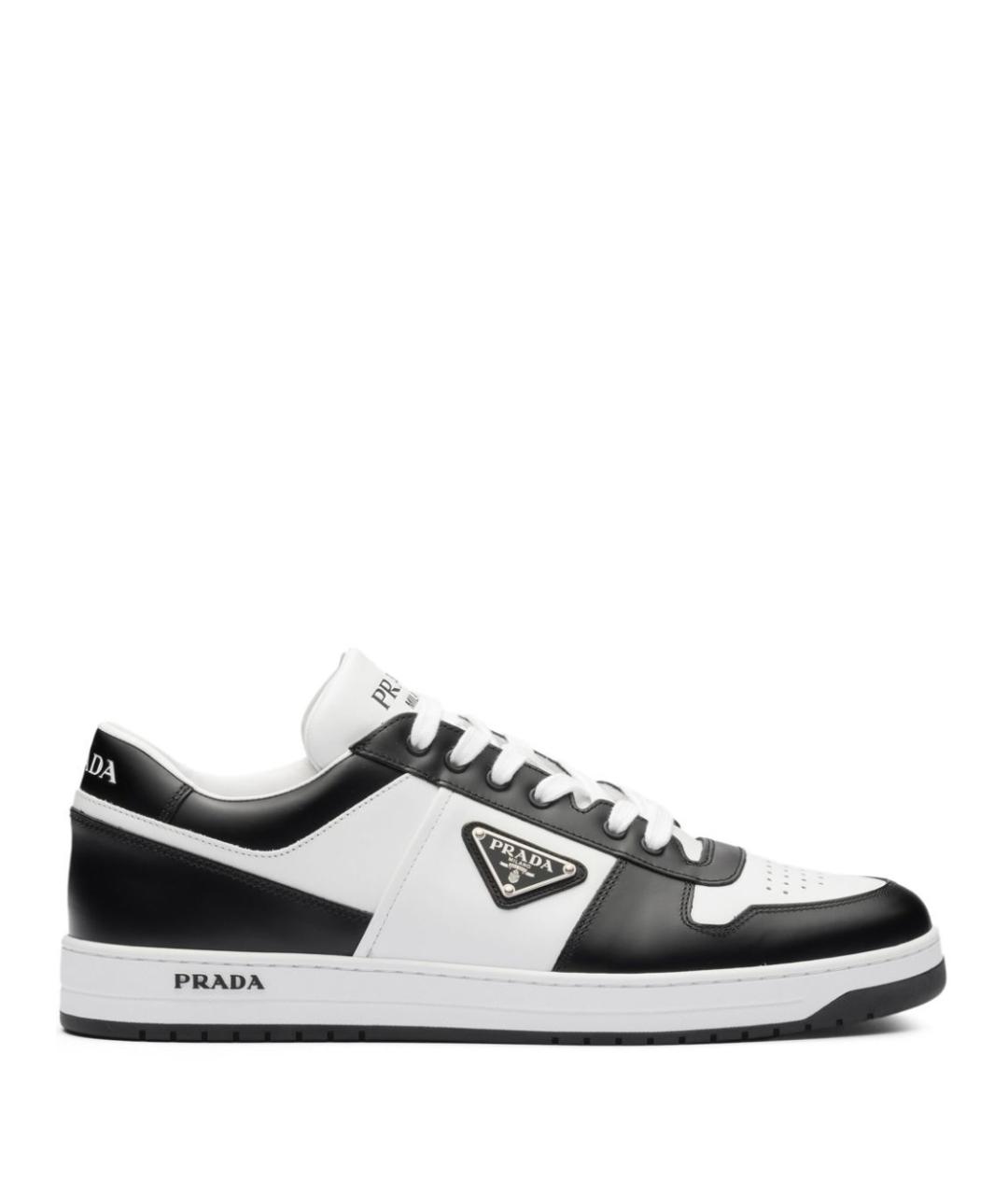 PRADA Белые кожаные низкие кроссовки / кеды, фото 1