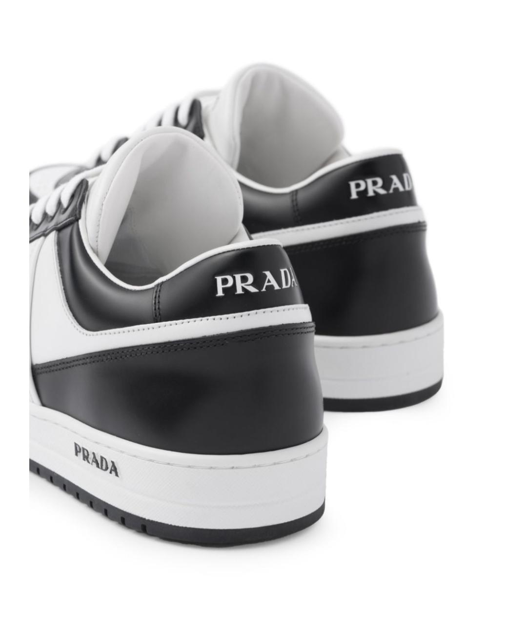 PRADA Белые кожаные низкие кроссовки / кеды, фото 6