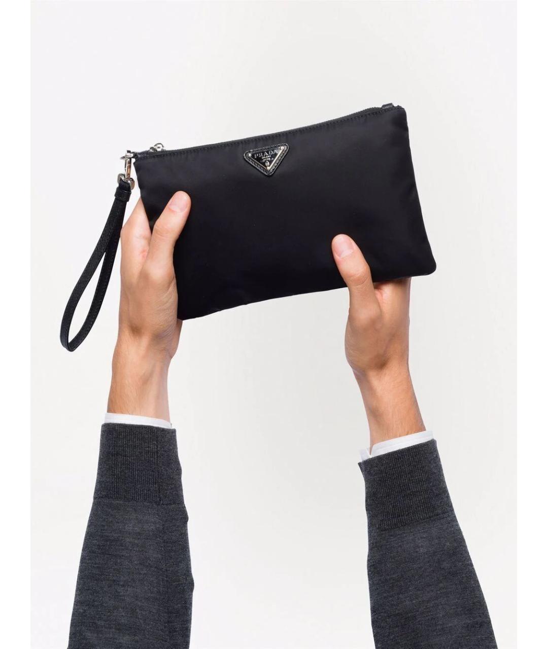 PRADA Черная кожаная барсетка, фото 4