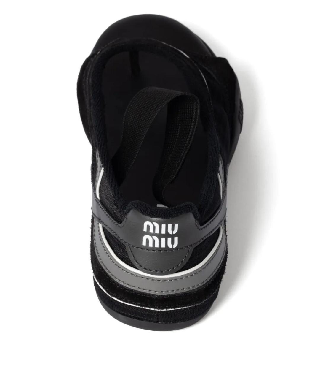 MIU MIU Черные синтетические сандалии, фото 4