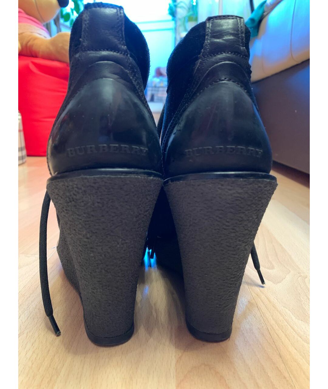 BURBERRY Черные нубуковые туфли, фото 4