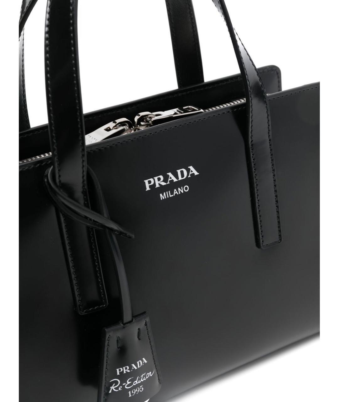 PRADA Черная кожаная сумка с короткими ручками, фото 5