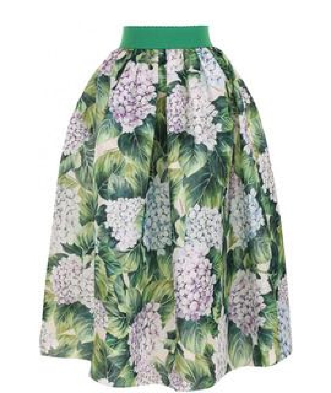 DOLCE&GABBANA Зеленая шелковая юбка миди, фото 5