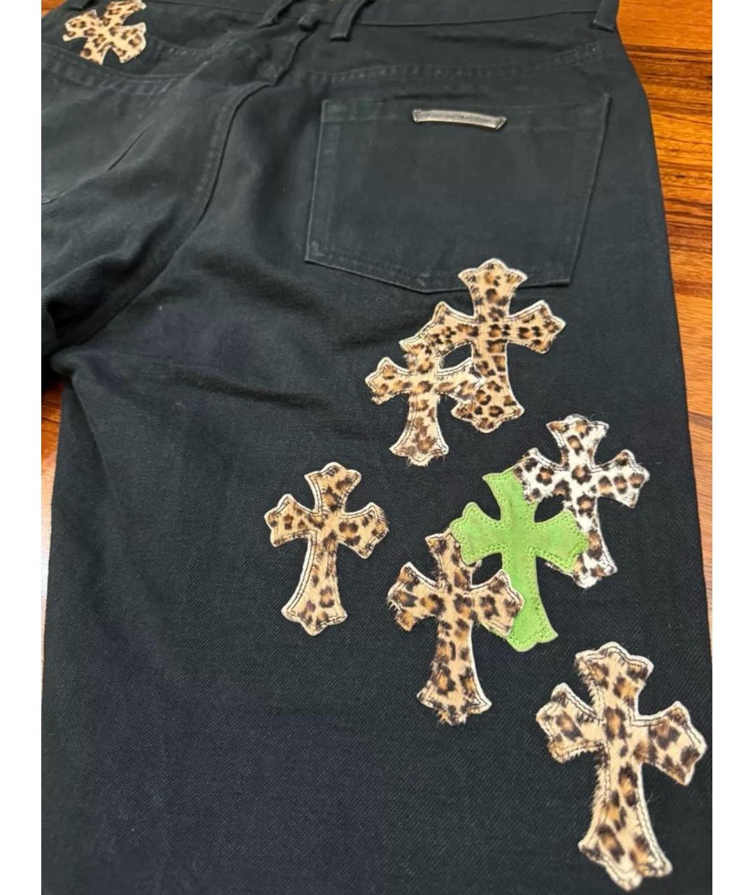 CHROME HEARTS Черные хлопковые прямые джинсы, фото 5