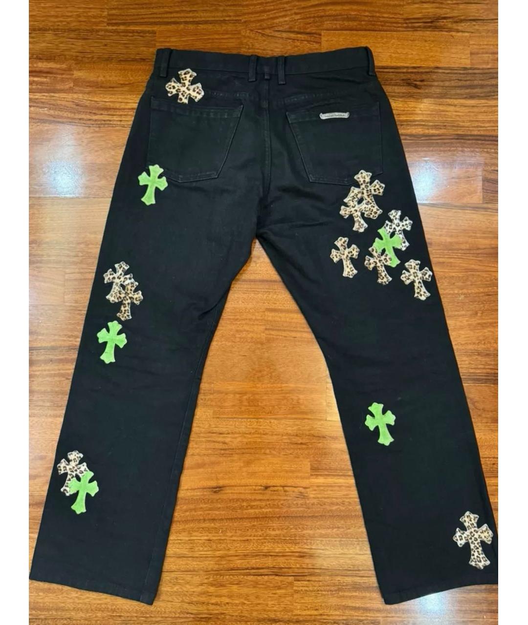 CHROME HEARTS Черные хлопковые прямые джинсы, фото 4