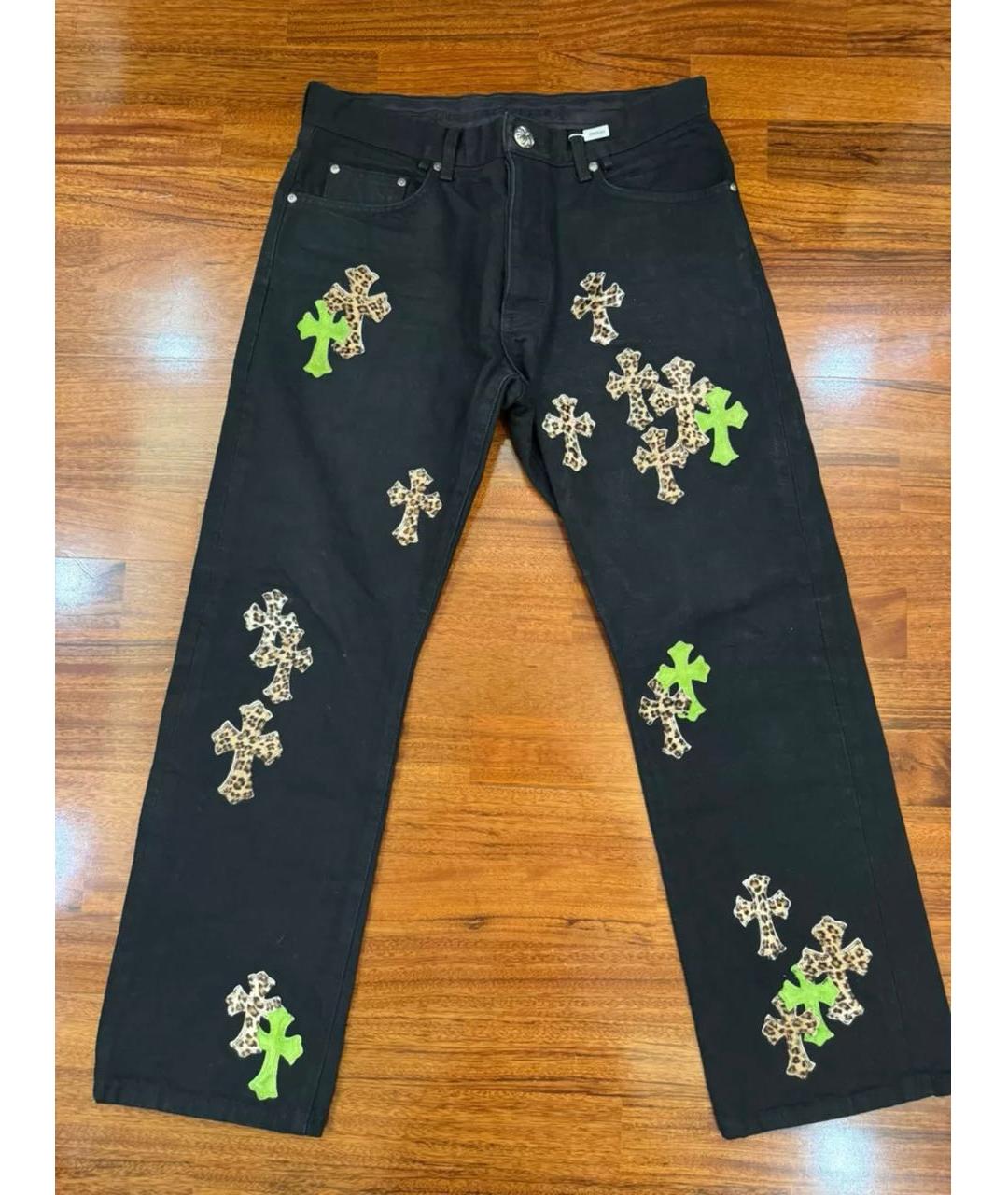 CHROME HEARTS Черные хлопковые прямые джинсы, фото 9