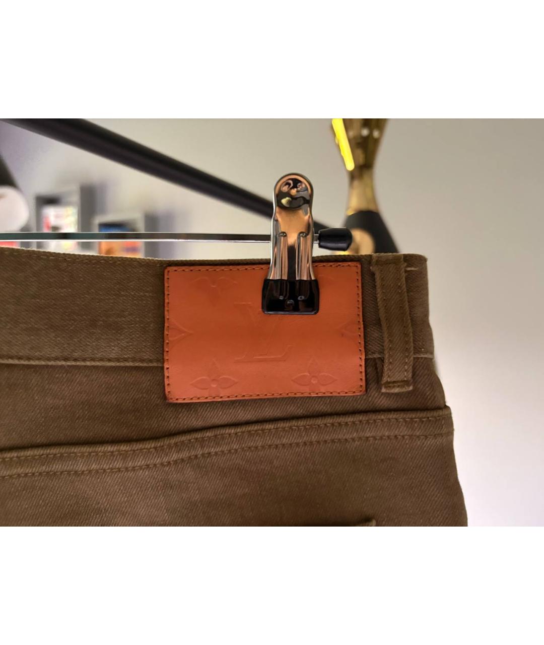 LOUIS VUITTON Хаки хлопковые джинсы скинни, фото 5