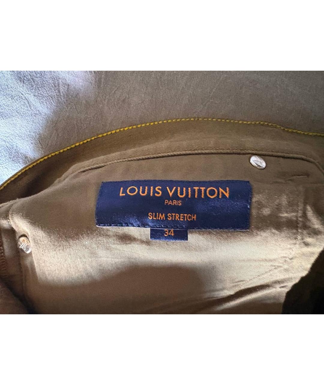 LOUIS VUITTON Хаки хлопковые джинсы скинни, фото 6