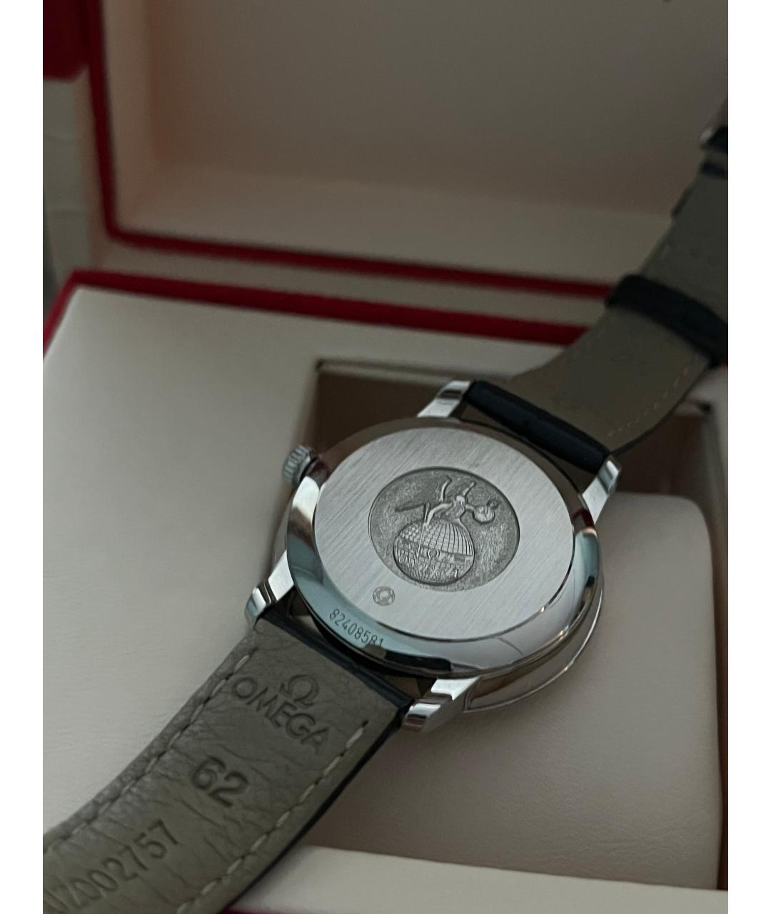 OMEGA Темно-синие кожаные часы, фото 3