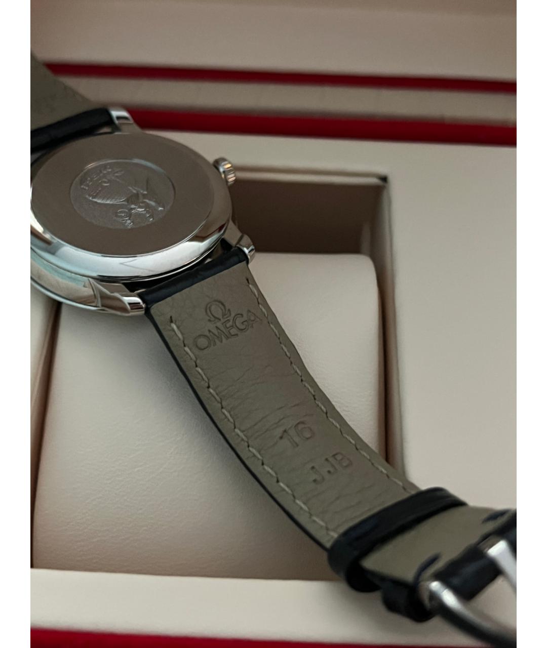 OMEGA Темно-синие кожаные часы, фото 4