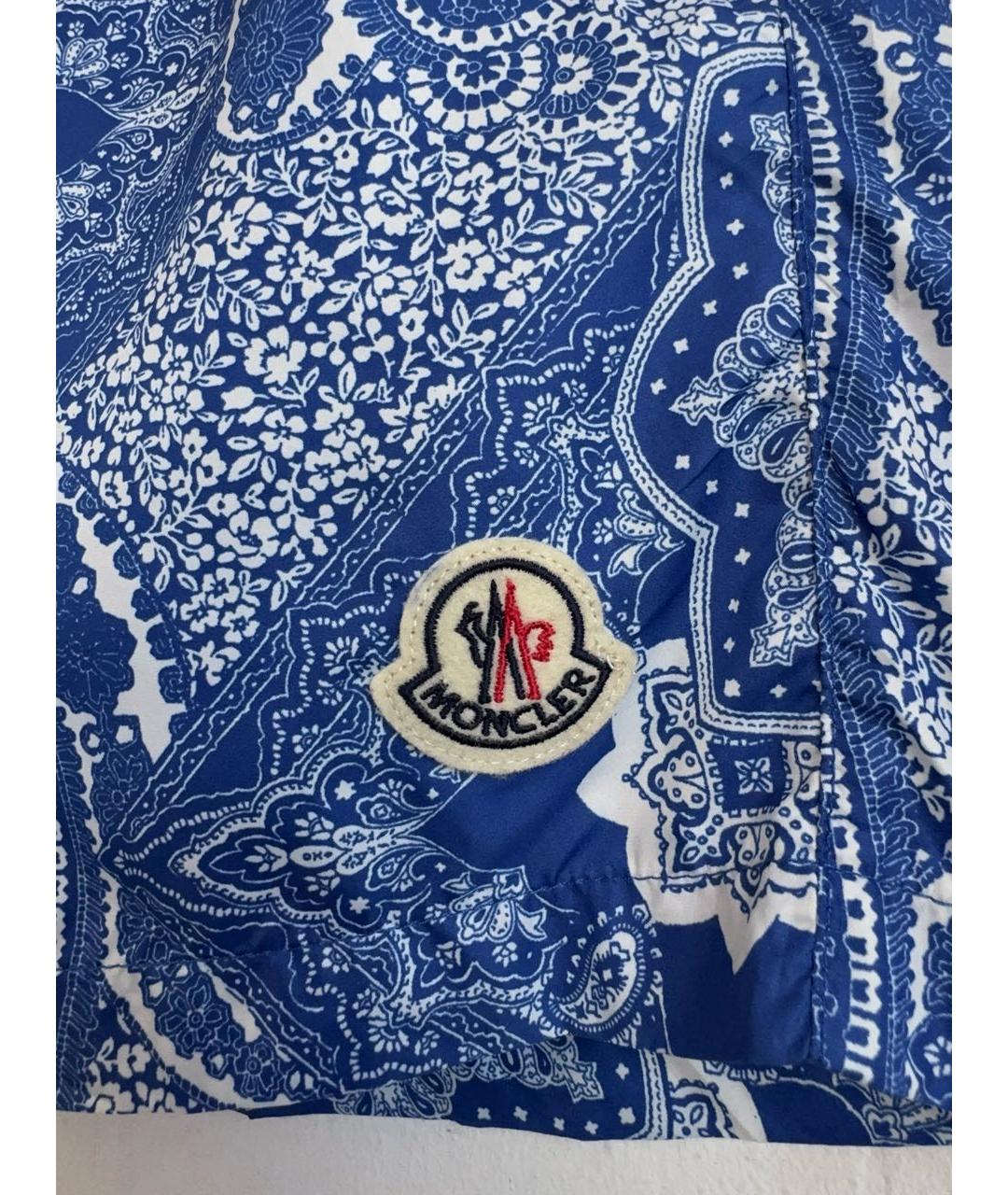 MONCLER Синие полиэстеровые шорты, фото 3