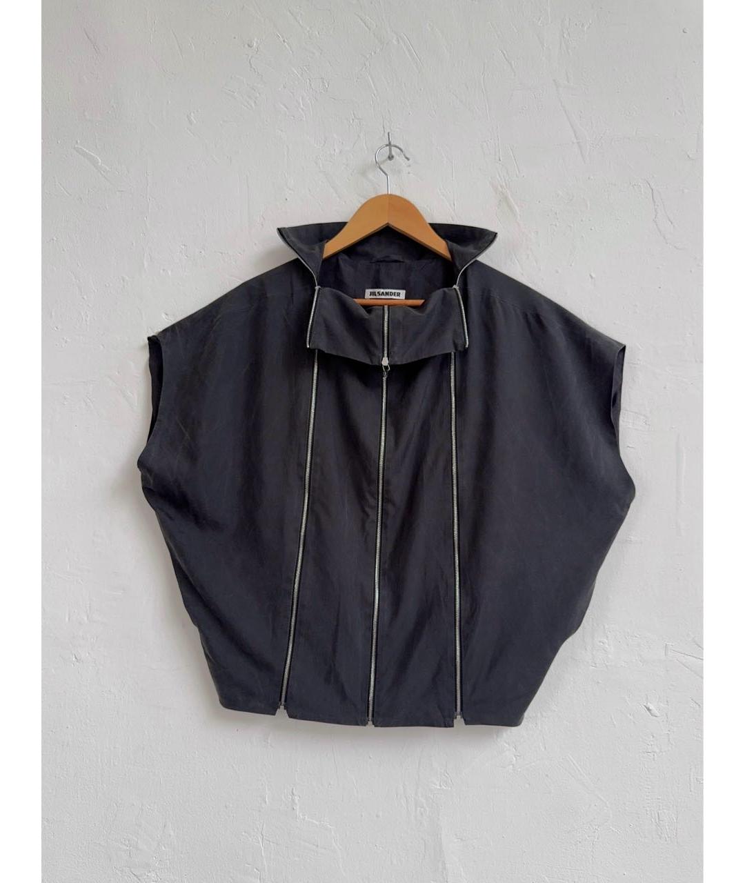 JIL SANDER Антрацитовый вискозный жилет, фото 9