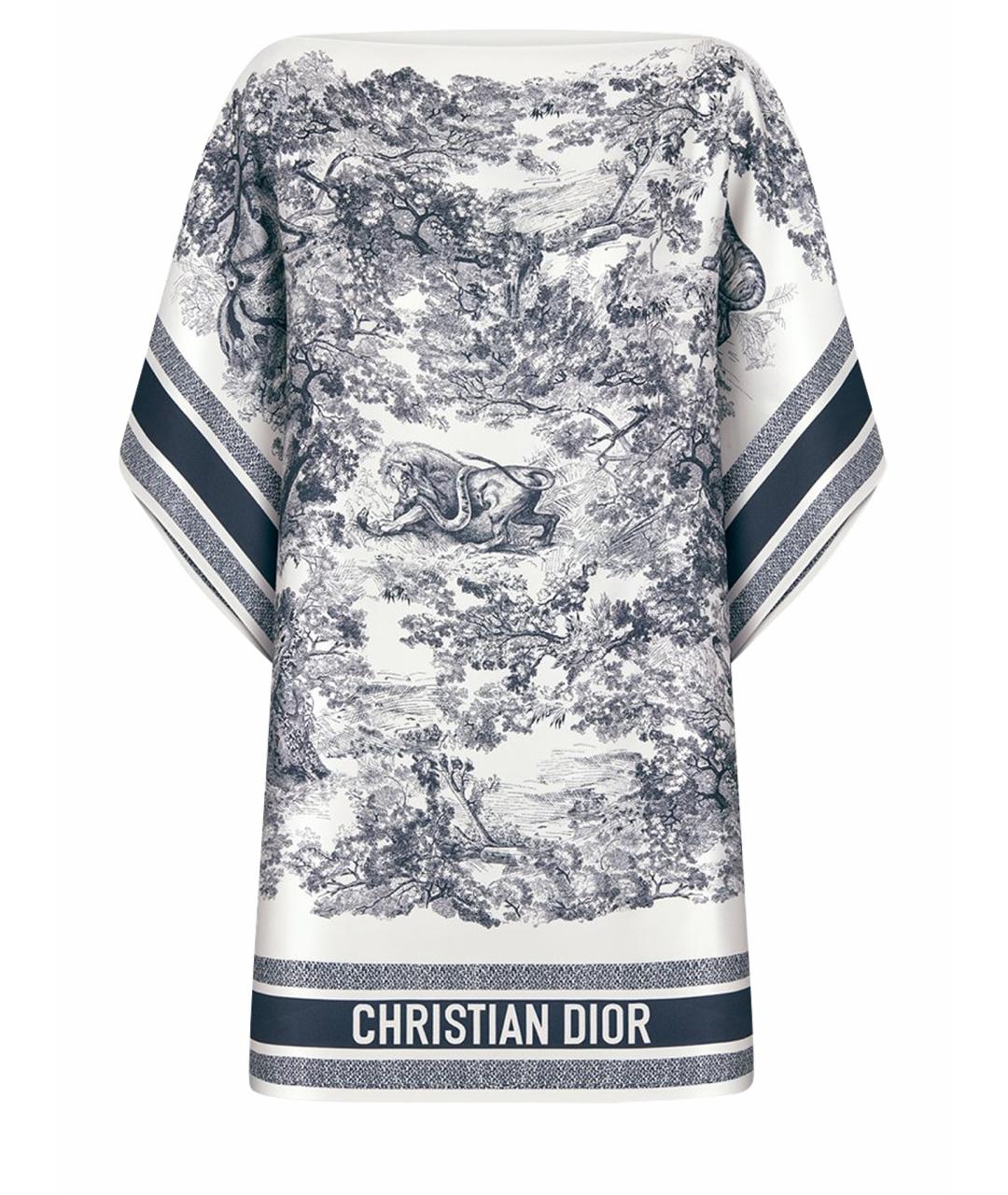 CHRISTIAN DIOR Синий шелковый платок, фото 1