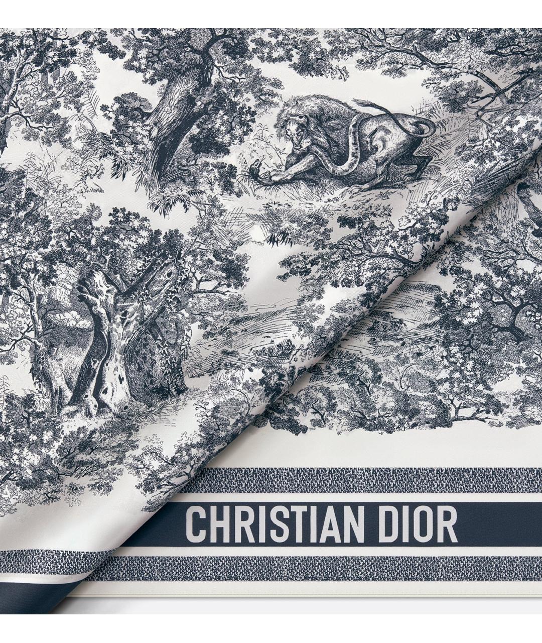 CHRISTIAN DIOR Синий шелковый платок, фото 3