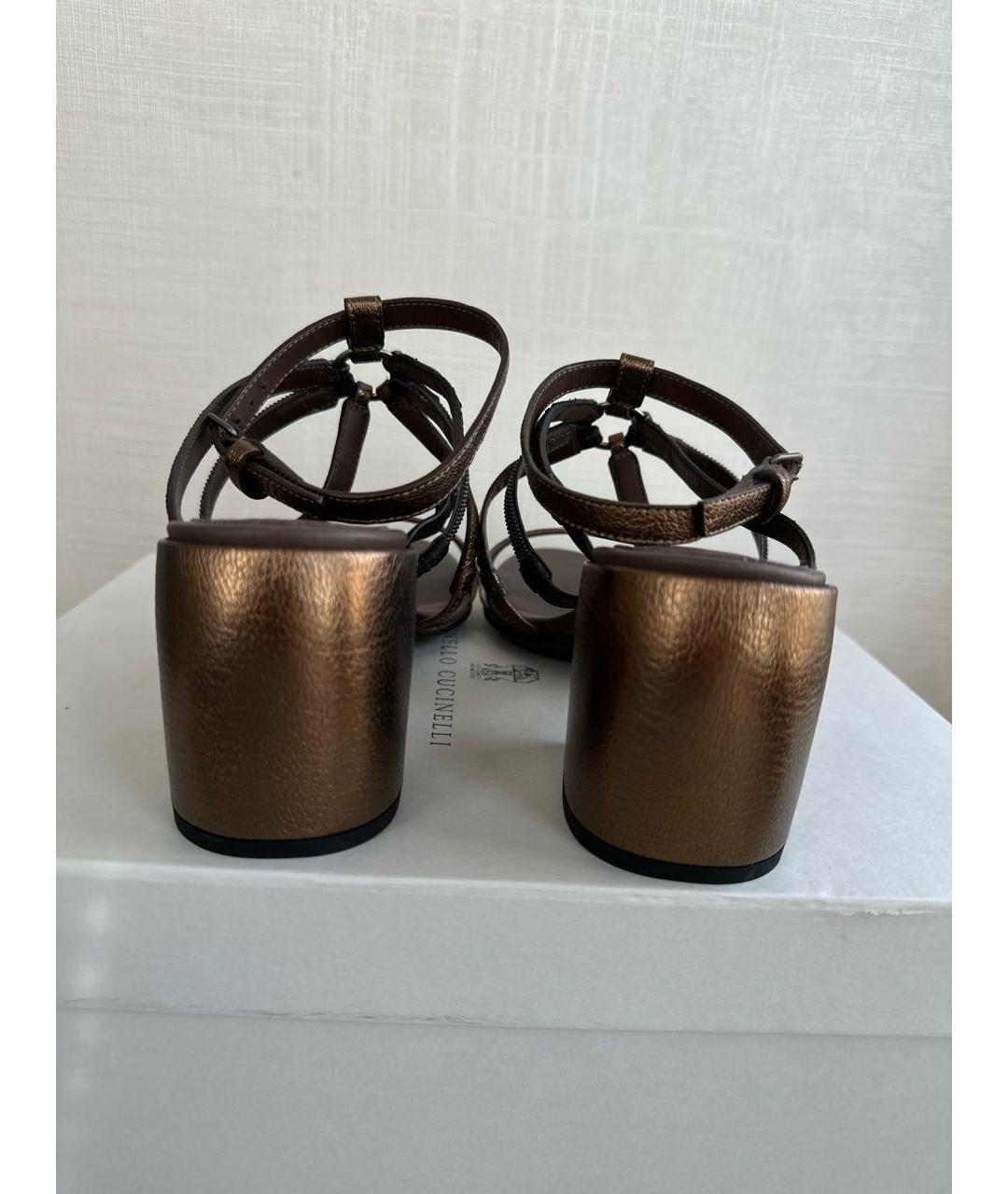 BRUNELLO CUCINELLI Коричневые кожаные босоножки, фото 4