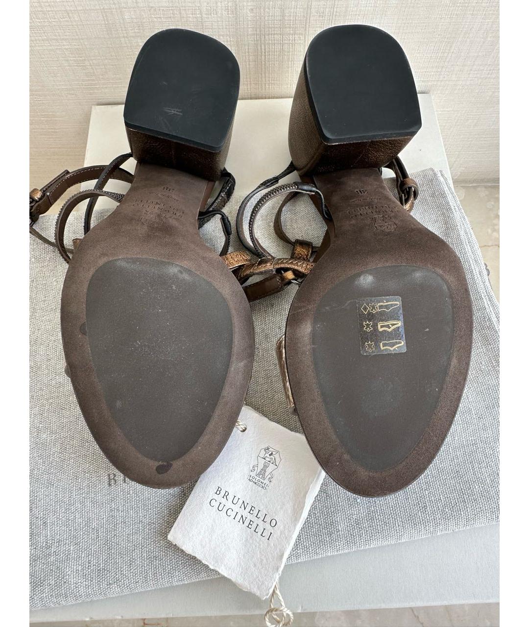 BRUNELLO CUCINELLI Коричневые кожаные босоножки, фото 7