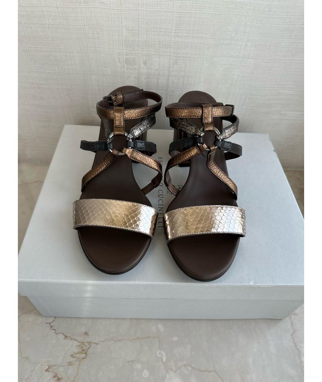 BRUNELLO CUCINELLI Коричневые кожаные босоножки, фото 2