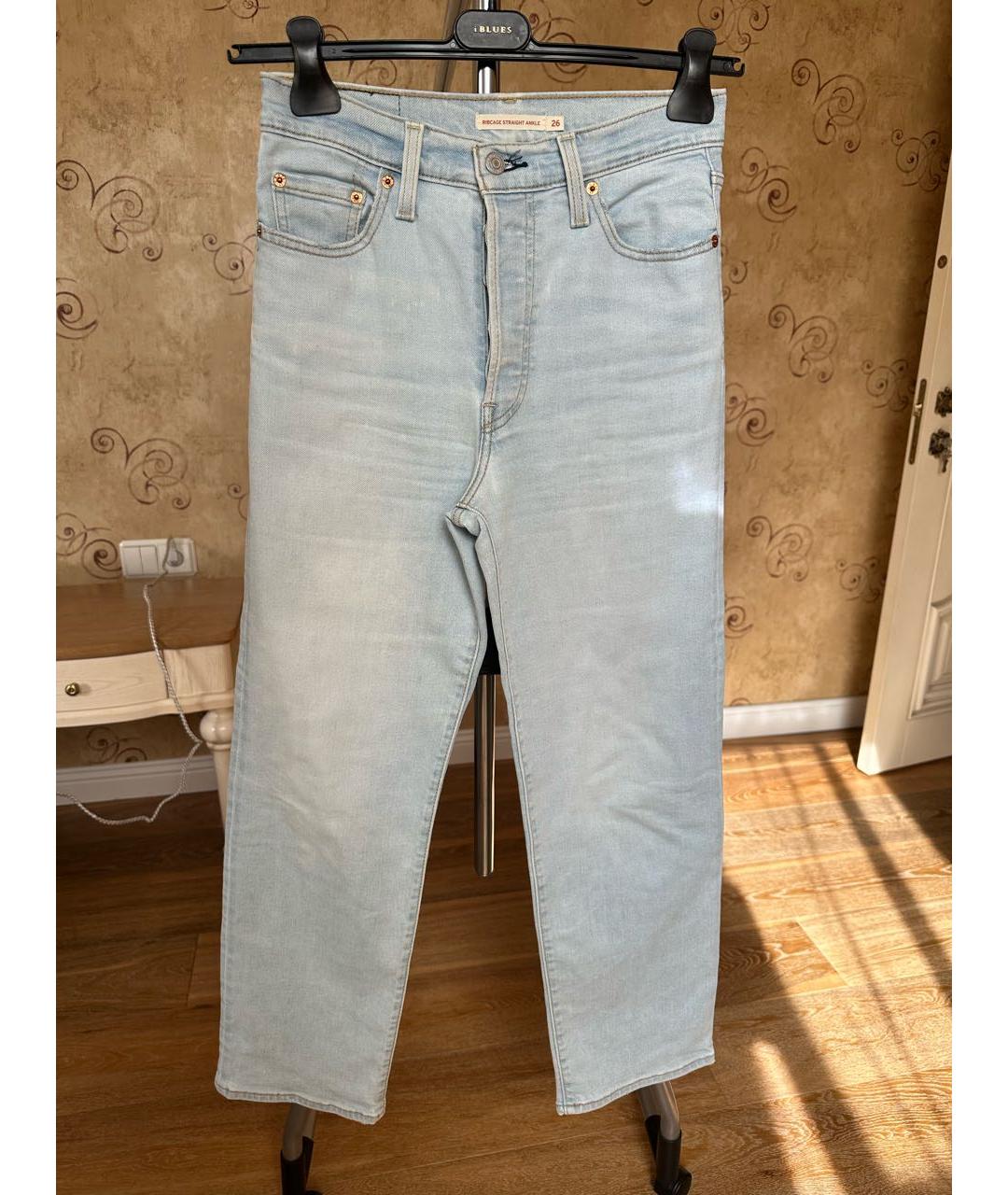 LEVI'S Голубые хлопковые прямые джинсы, фото 5