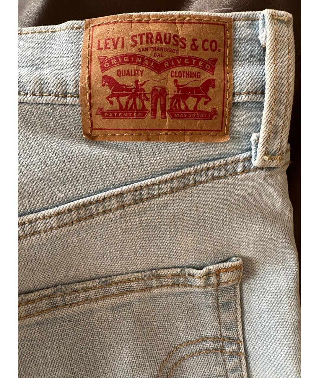 LEVI'S Голубые хлопковые прямые джинсы, фото 4