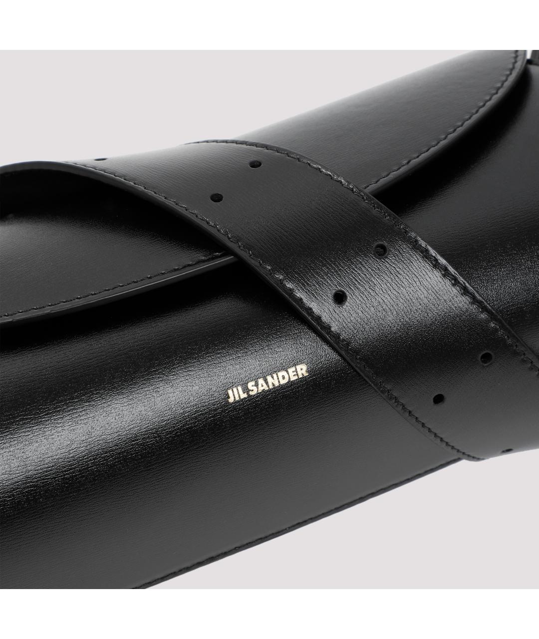 JIL SANDER Черная кожаная сумка через плечо, фото 6