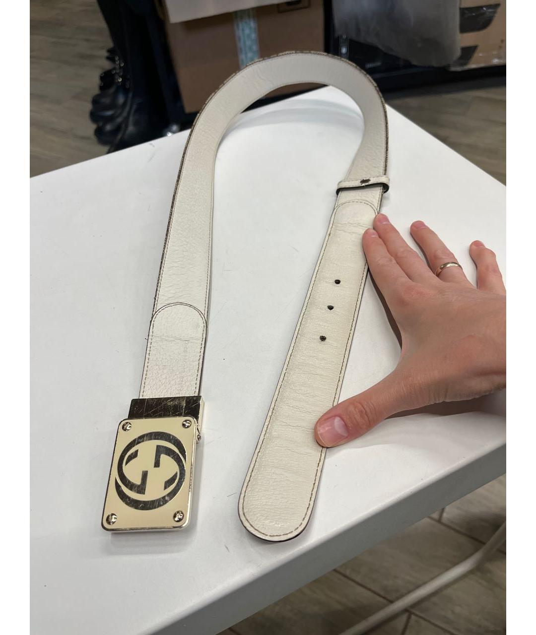 GUCCI Бежевый кожаный ремень, фото 6