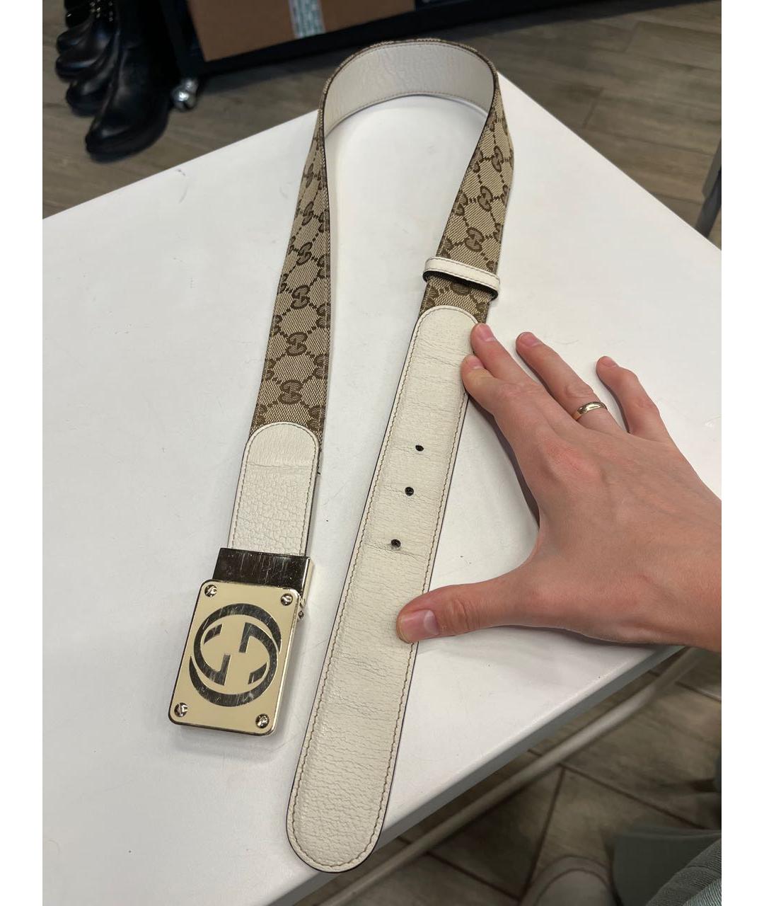 GUCCI Бежевый кожаный ремень, фото 7