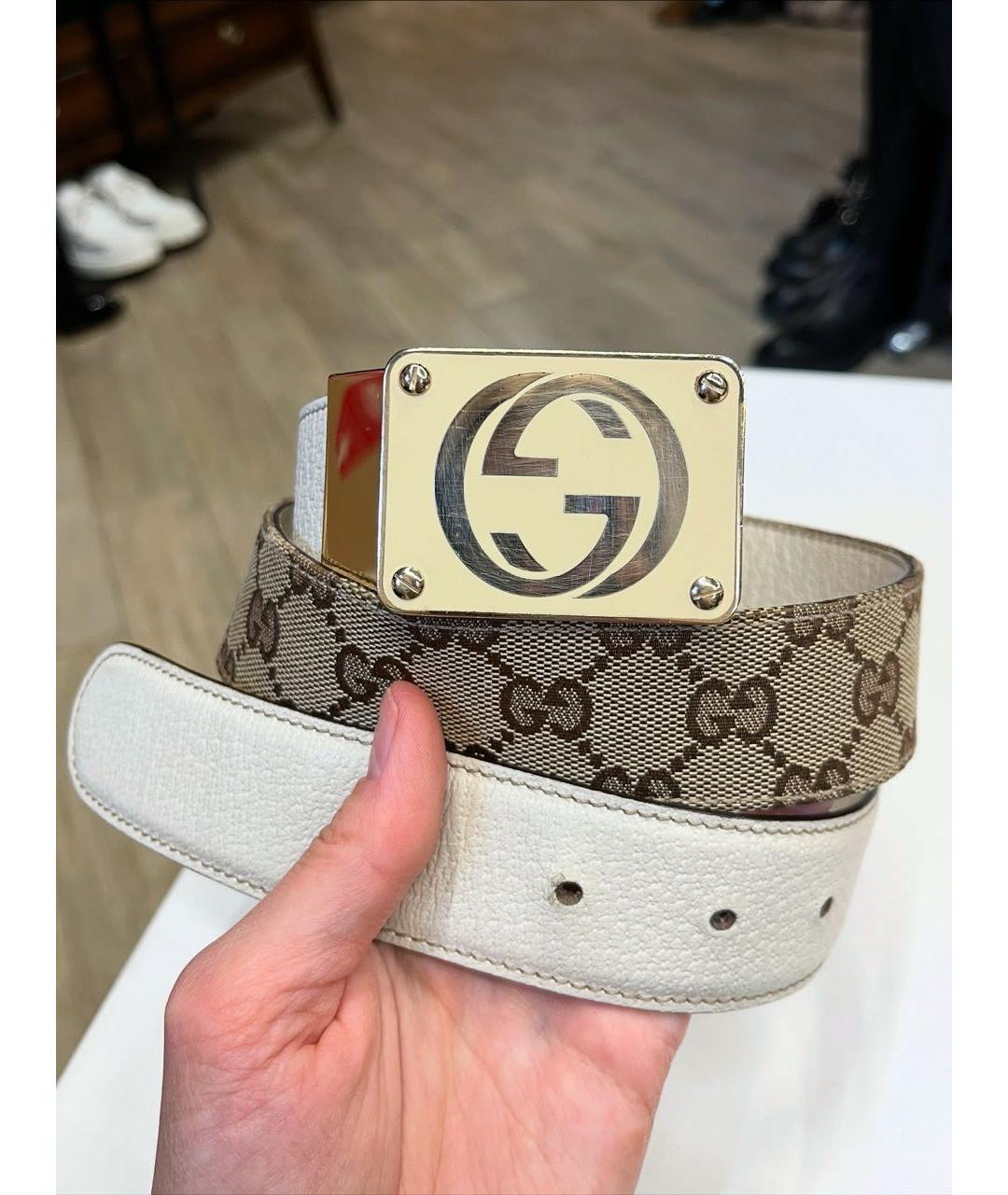 GUCCI Бежевый кожаный ремень, фото 2