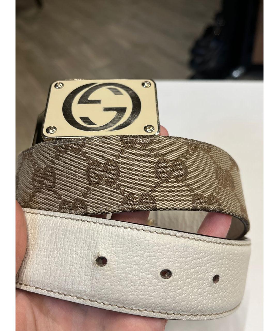 GUCCI Бежевый кожаный ремень, фото 4