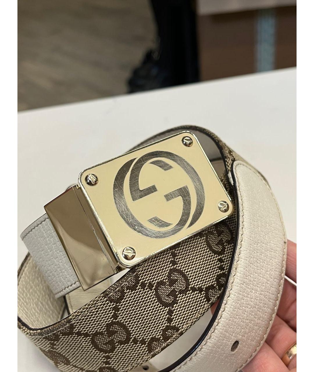 GUCCI Бежевый кожаный ремень, фото 5