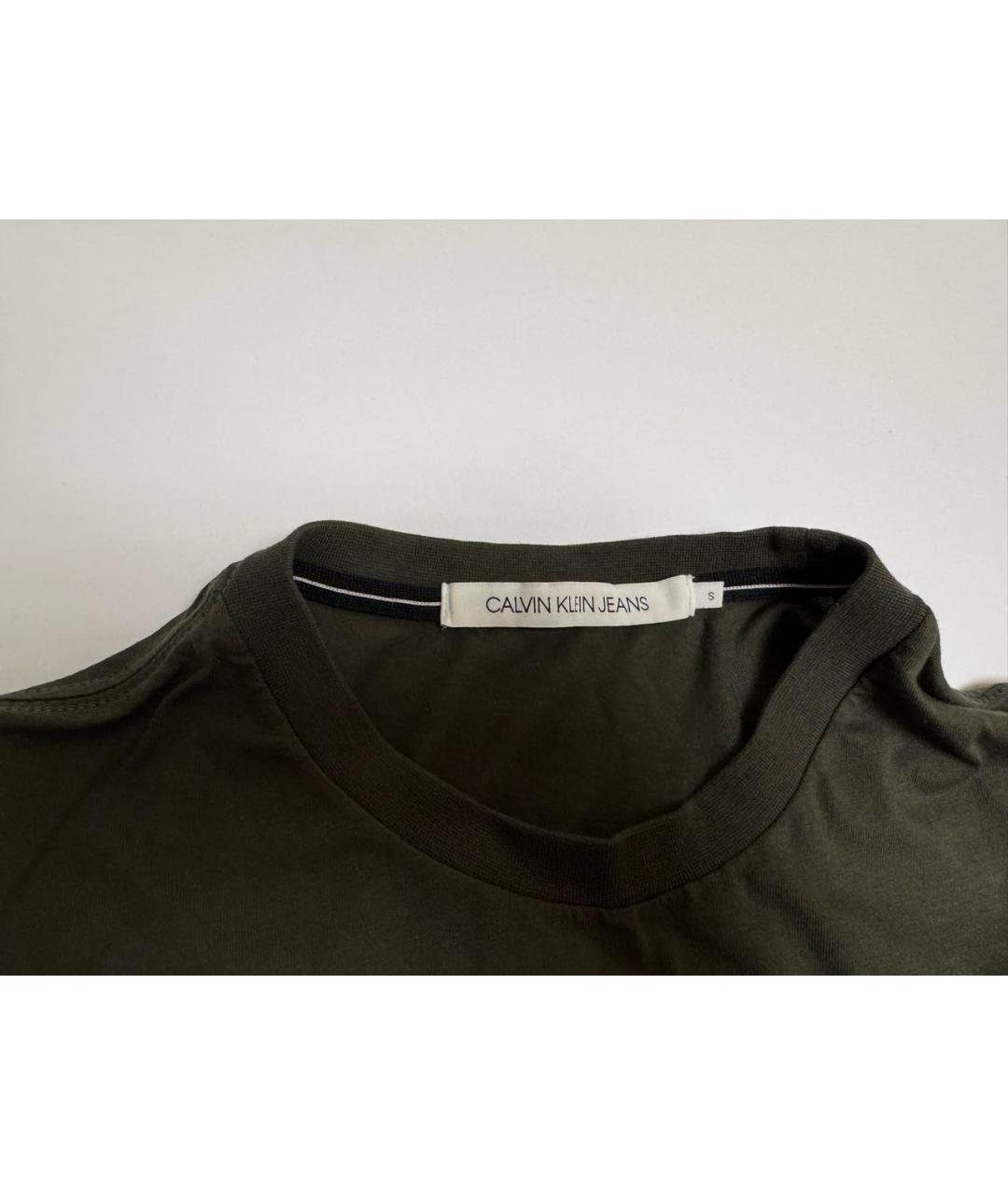 CALVIN KLEIN Хаки хлопковая футболка, фото 3