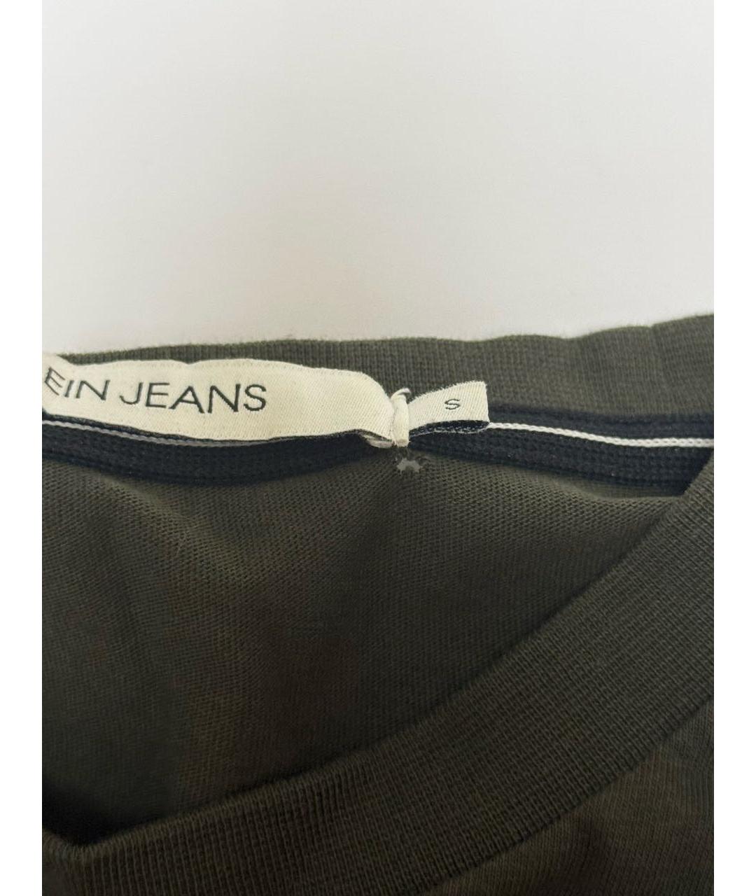 CALVIN KLEIN Хаки хлопковая футболка, фото 6