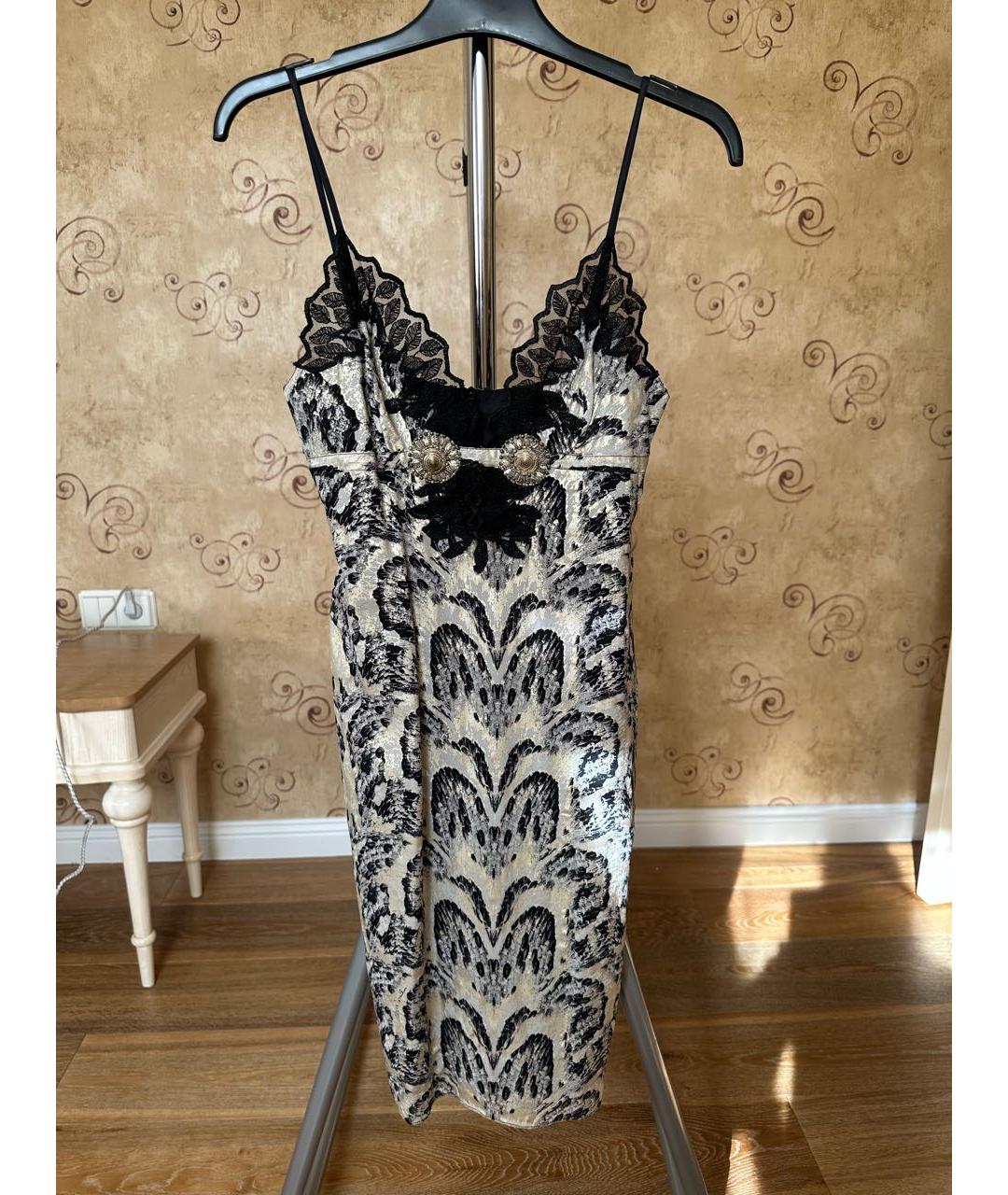 ROBERTO CAVALLI Бежевое хлопко-эластановое платье, фото 4