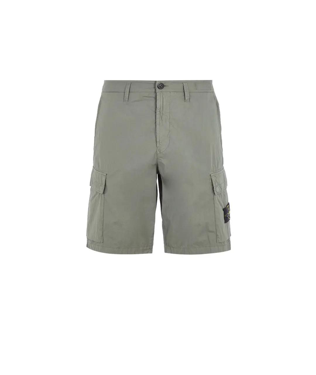 STONE ISLAND Хаки хлопковые шорты, фото 5