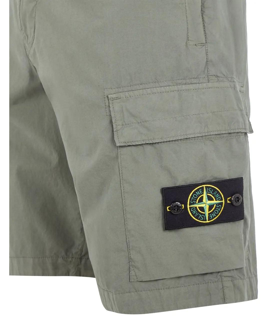 STONE ISLAND Хаки хлопковые шорты, фото 3