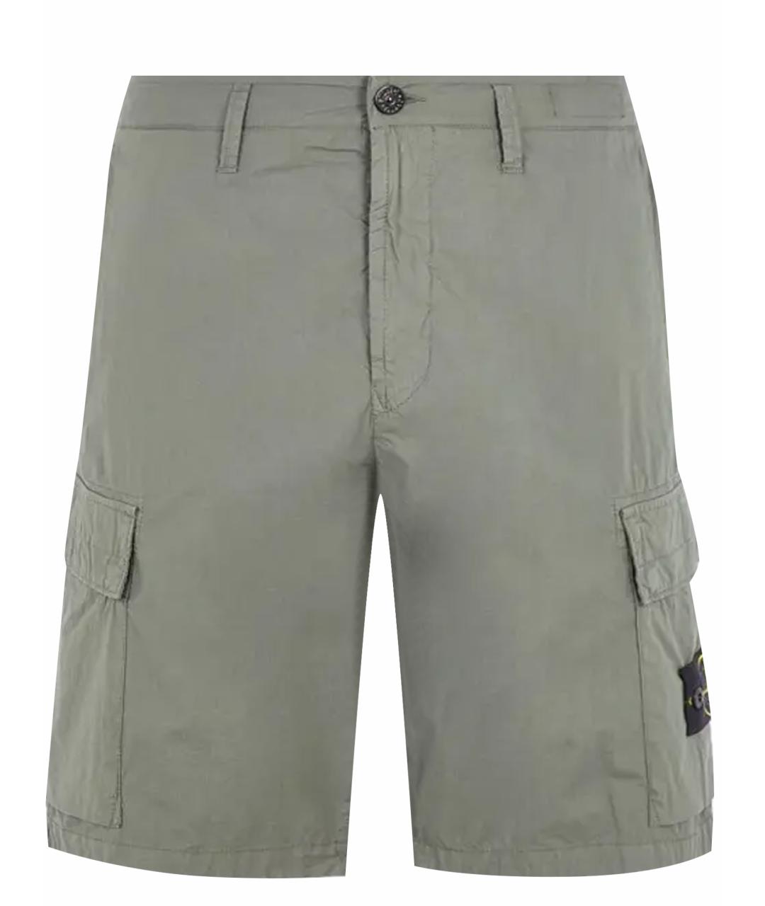 STONE ISLAND Хаки хлопковые шорты, фото 1
