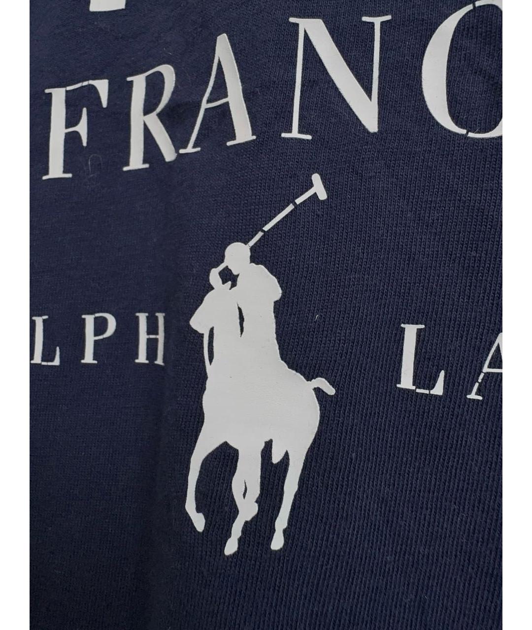 POLO RALPH LAUREN Темно-синяя хлопковая футболка, фото 4