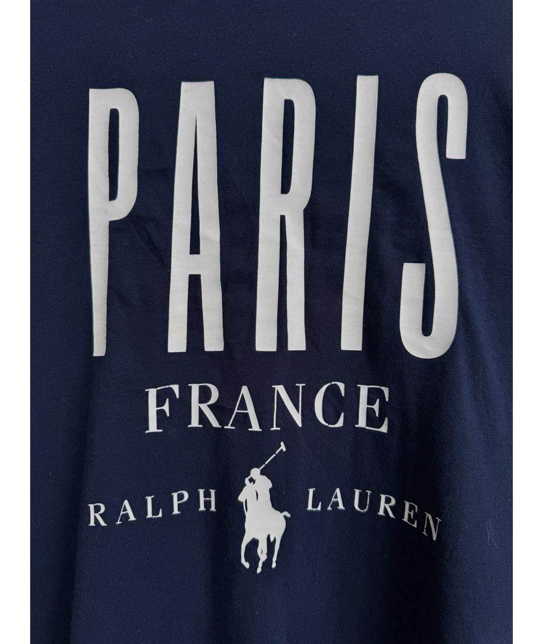 POLO RALPH LAUREN Темно-синяя хлопковая футболка, фото 3
