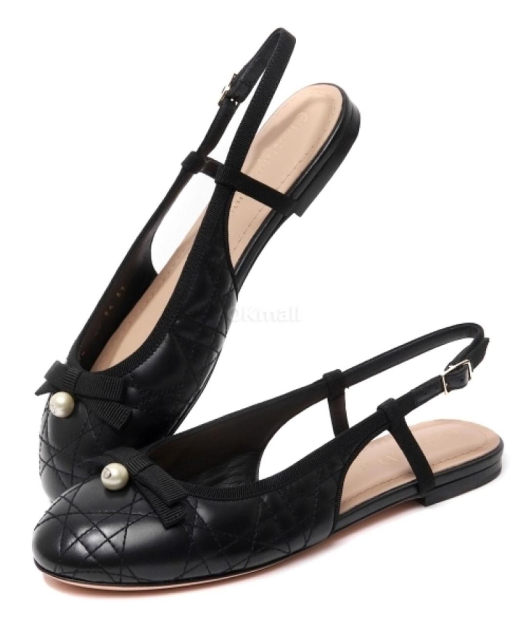 CHRISTIAN DIOR Черные кожаные балетки, фото 2