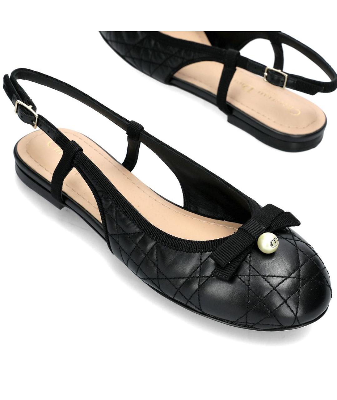 CHRISTIAN DIOR Черные кожаные балетки, фото 3