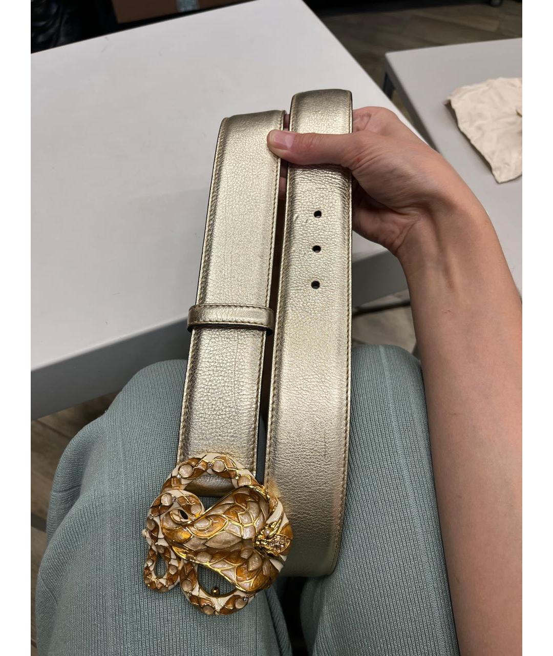 ROBERTO CAVALLI Золотой кожаный ремень, фото 4