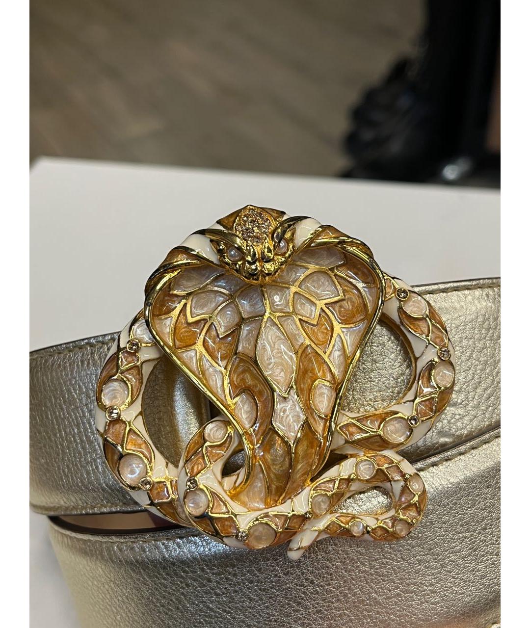 ROBERTO CAVALLI Золотой кожаный ремень, фото 2