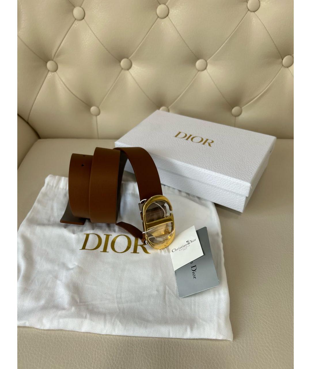 CHRISTIAN DIOR Коричневый кожаный ремень, фото 8