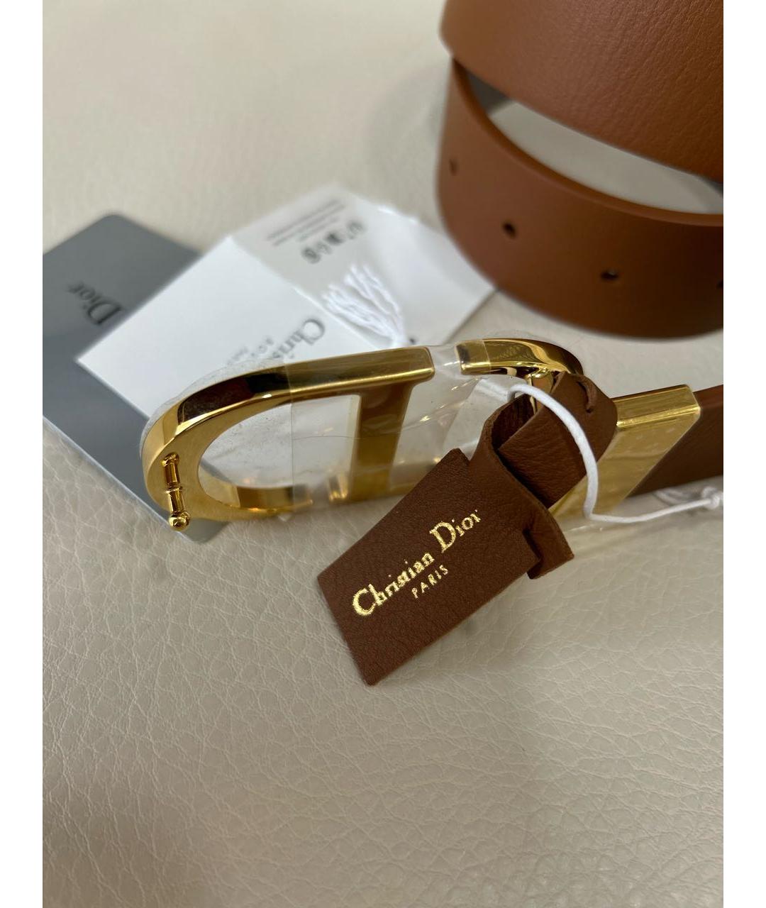 CHRISTIAN DIOR Коричневый кожаный ремень, фото 3