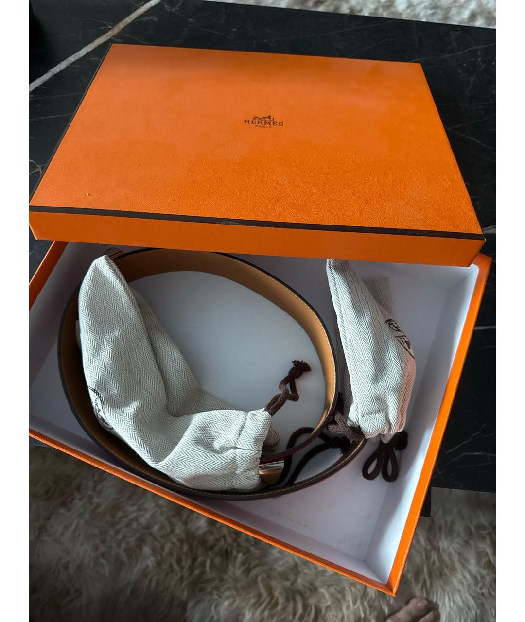 HERMES Красный кожаный ремень, фото 4