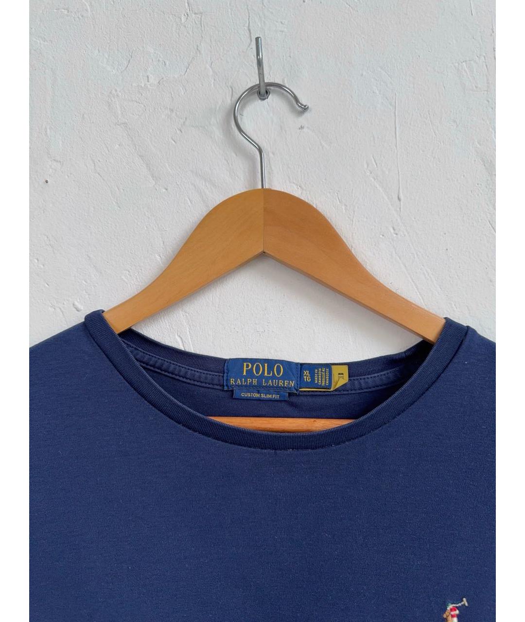 POLO RALPH LAUREN Темно-синяя хлопковая футболка, фото 5