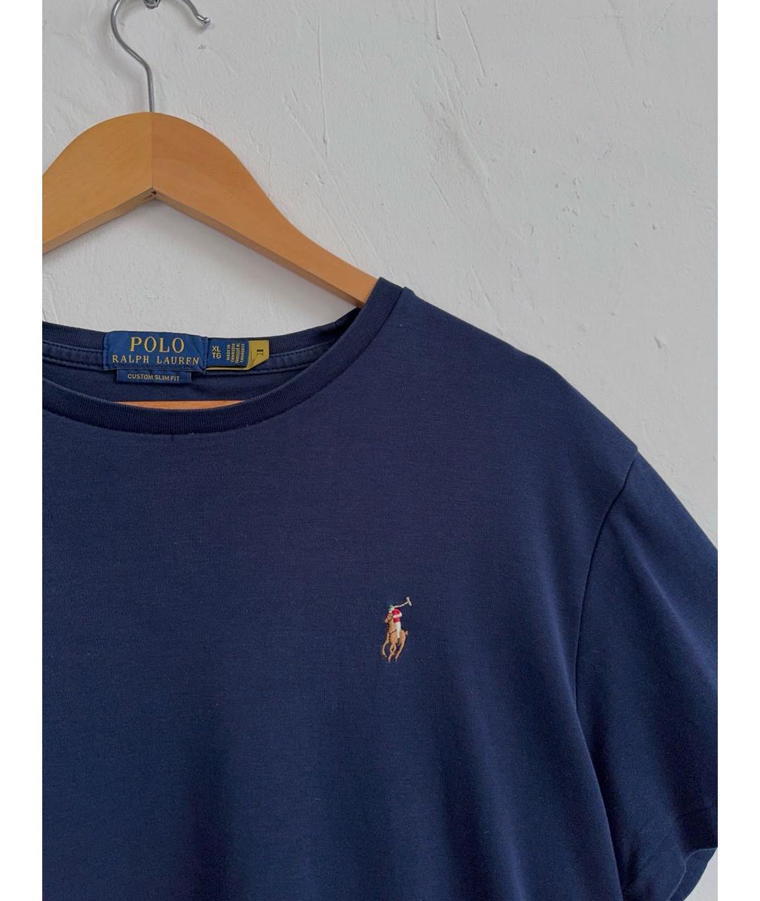 POLO RALPH LAUREN Темно-синяя хлопковая футболка, фото 3